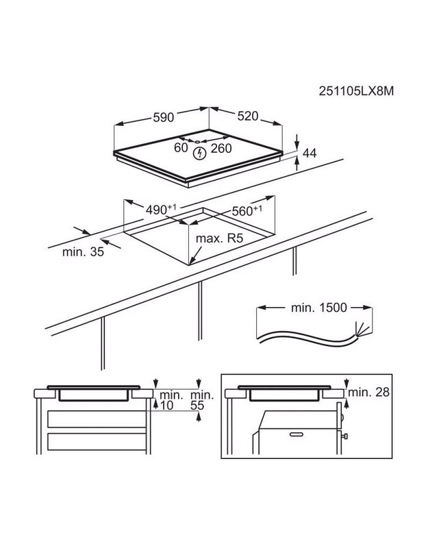 Electrolux EIT60433CL 500 serijos indukcinė kaitlentė, 60 cm, matinė juoda, Hob2Hood®