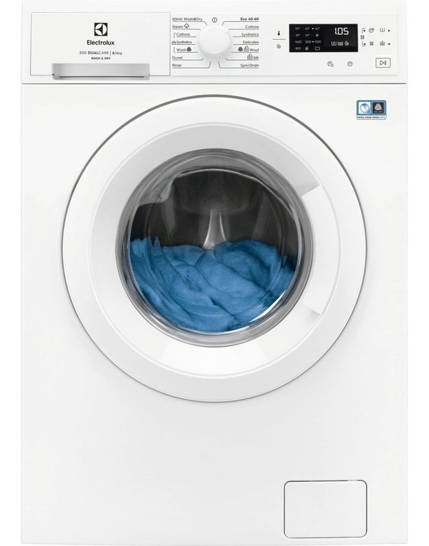 Electrolux EW5W468WE skalbyklė-džiovyklė su garų programa, 8/4 kg, 1600 aps./min., A/D klasė, DualCare®