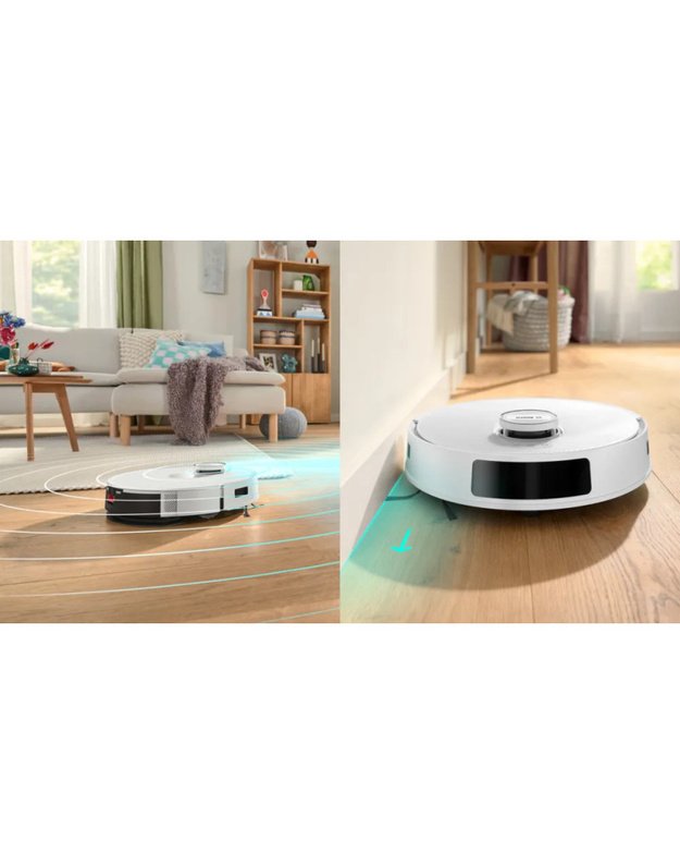 Bosch BCRD2W Spotless Advanced+ robotas siurblys su plovimu, 11 000 Pa, LiDAR, automatinio ištuštinimo stotelė