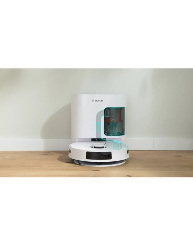 Bosch BCRD2W Spotless Advanced+ robotas siurblys su plovimu, 11 000 Pa, LiDAR, automatinio ištuštinimo stotelė