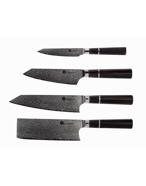 Damasko plieno peilių rinkinys kepsniams KAMAZAKI, 4 vnt. KZI002SET 1