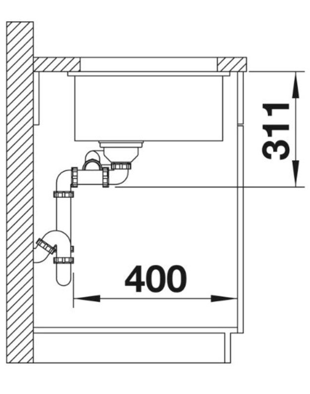 Keraminė plautuvė BLANCO SUBLINE 350/150-U, bazalto, 523746