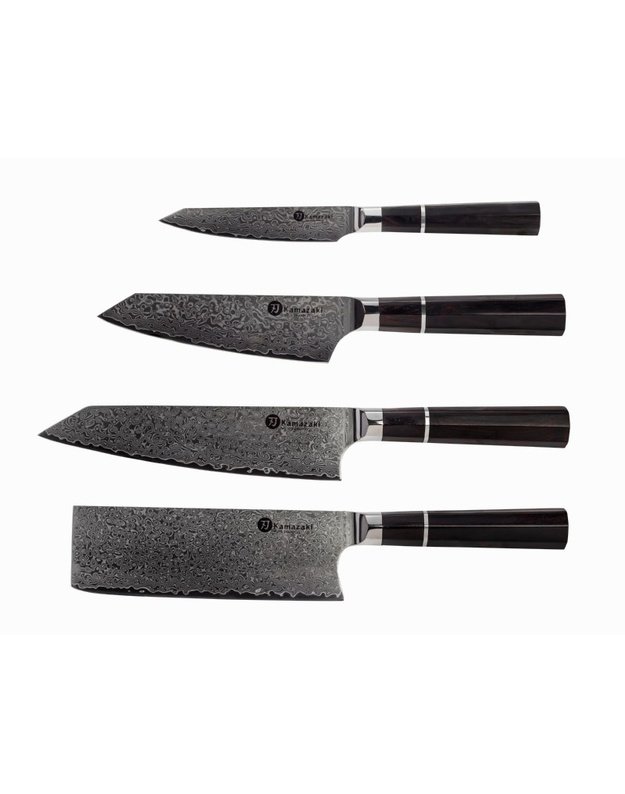 Damasko plieno peilių rinkinys su stovu KAMAZAKI KZI002SET