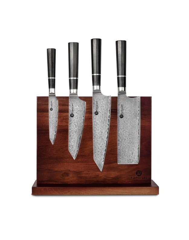 Damasko plieno peilių rinkinys su stovu KAMAZAKI KZI002SET