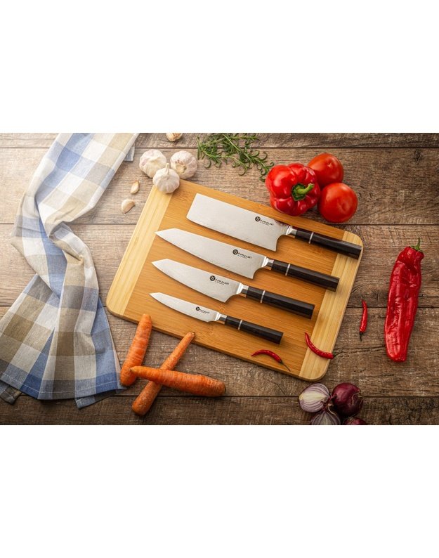 Damasko plieno peilių rinkinys su stovu KAMAZAKI KZI002SET