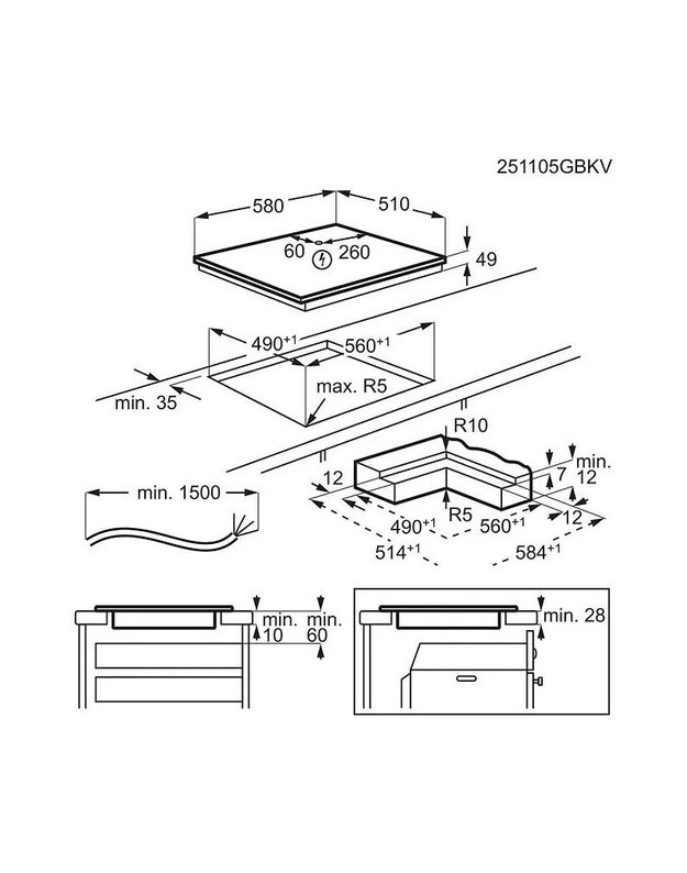 AEG TO64IA00IB 5000 Fast & Powerful indukcinė kaitlentė, 60 cm, Hob2Hood®, PowerBoost, juoda