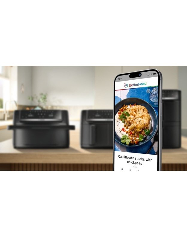 Bosch MAFD490B1 Serie 4 karšto oro gruzdintuvė, 10 l / 2 × 5 l, 2500 W, SYNC, MATCH, grilio rinkinys