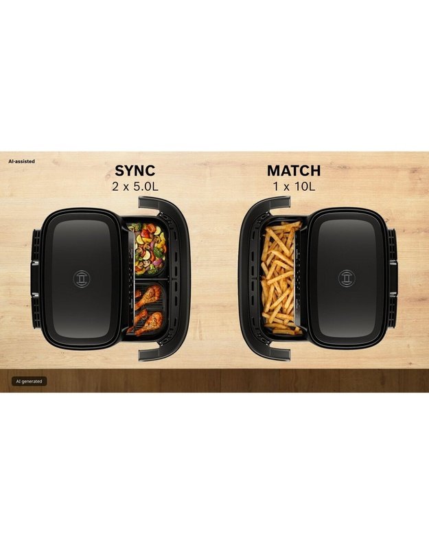 Bosch MAFD490B1 Serie 4 karšto oro gruzdintuvė, 10 l / 2 × 5 l, 2500 W, SYNC, MATCH, grilio rinkinys