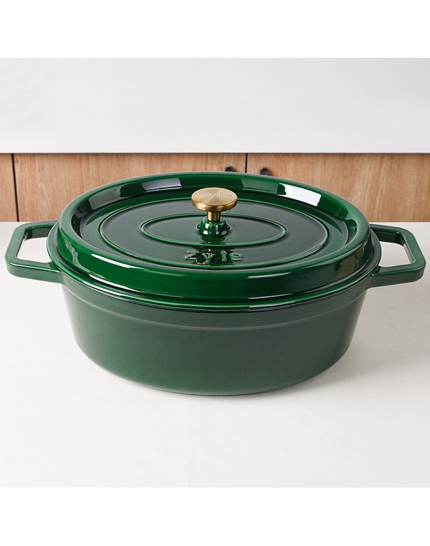 Ovalus emaliuotas ketaus puodas ZY040GRKI, 7,8 l