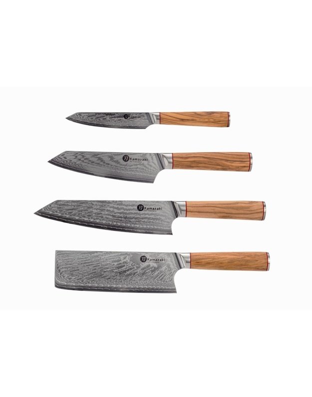 Damasko plieno peilių rinkinys su stovu KAMAZAKI KZI003SET