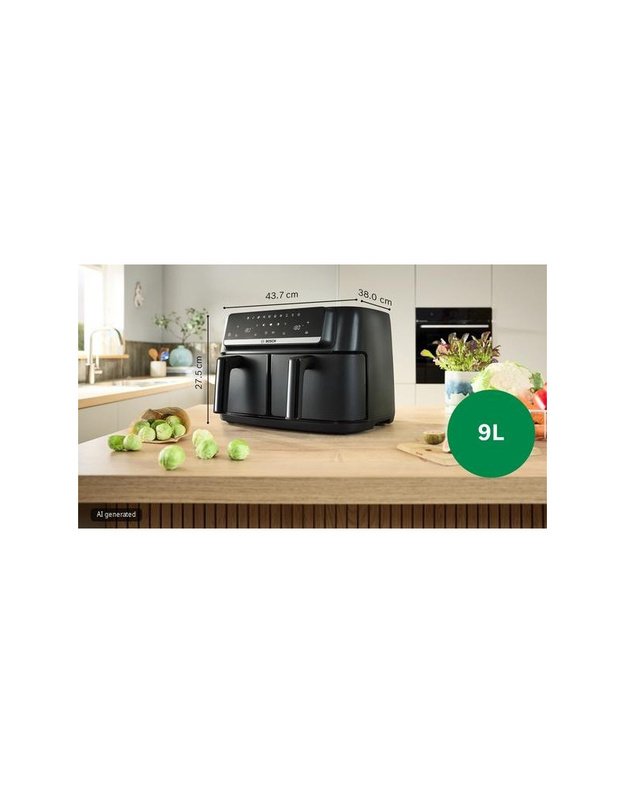 Bosch MAFD440B7 Serie 4 Double Drawer karšto oro gruzdintuvė, 9 l, 2500 W, juoda