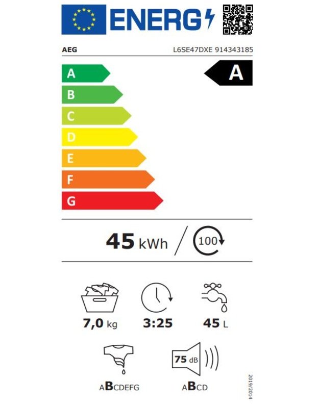 AEG L6SE47DXE 6000 ProSense® siaura skalbyklė, 7 kg, 1400 aps./min., A klasė, garų programa, tamsiai pilka