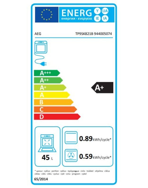 AEG 9000 ProAssist TP9SK821B kompaktinė garinė orkaitė, 45 l, SteamPro, CookSmart Touch+ 7,8", Wi-Fi