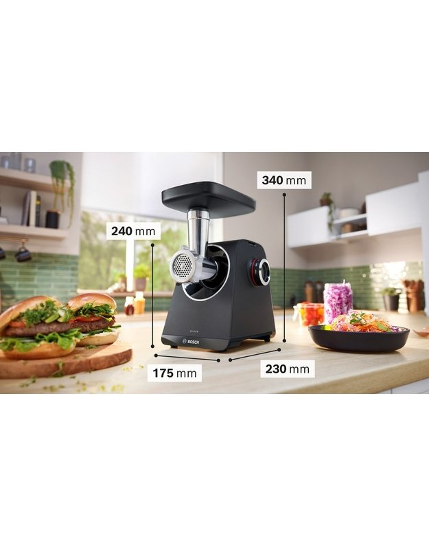 Bosch MFWS450B Serie 4 MultiPower mėsmalė su citrusinių vaisių sulčiaspaude ir tarkavimo priedu, 1900 W