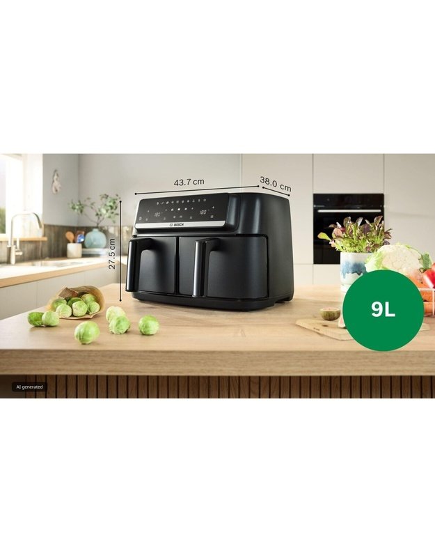 Bosch MAFD440B1 Serie 4 karšto oro gruzdintuvė, 2 × 4,5 l, 2500 W, 40–230 °C, MyFry, Grill-Set