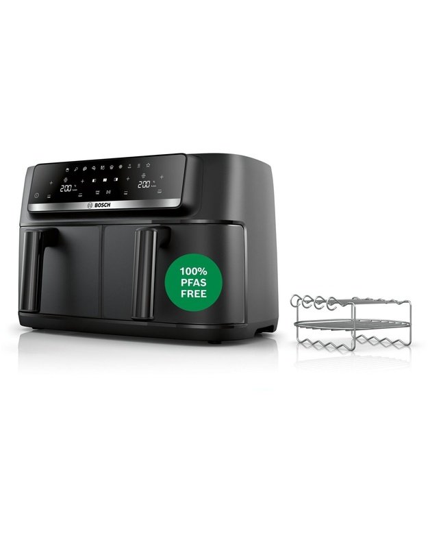 Bosch MAFD440B1 Serie 4 karšto oro gruzdintuvė, 2 × 4,5 l, 2500 W, 40–230 °C, MyFry, Grill-Set