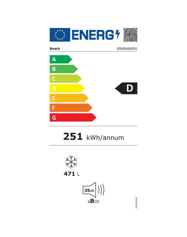 Bosch GSN566WDG Serie 4 šaldiklis, 471 l, Total No Frost, Home Connect, 35 dB, D klasė