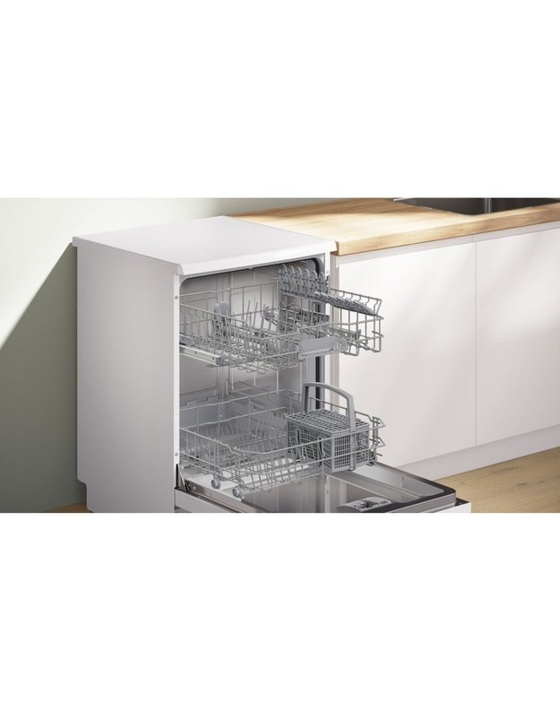 Bosch SMS2ITW66E Serie 2 laisvai pastatoma indaplovė, 12 komplektų, ExtraDry, Home Connect, Rackmatic, D klasė, balta