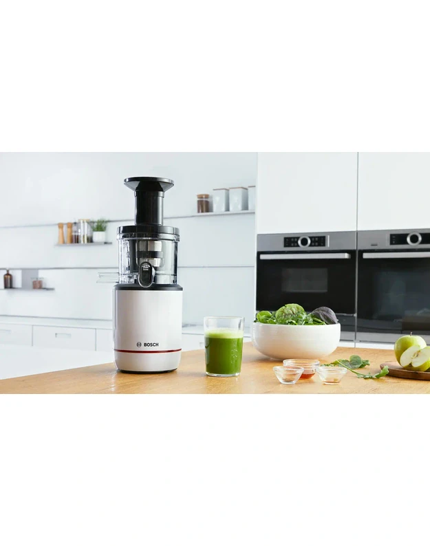 Bosch MESM500W VitaExtract lėtaeigė sulčiaspaudė, 150 W, 55 aps./min., 2 filtrai, balta / juoda