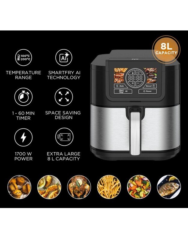 Karšto oro gruzdintuvė Zyle su Smart Fry AI technologija ZY007AF, Nemokamas pristatymas! 3