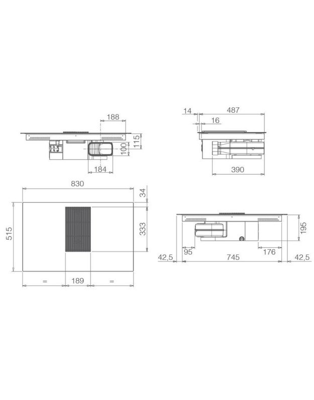 Elica NikolaTesla Prime S SL BL/A/83 PRF0210728 indukcinė kaitlentė su integruotu garų surinkėju, 83 cm, iki 640 m³/h