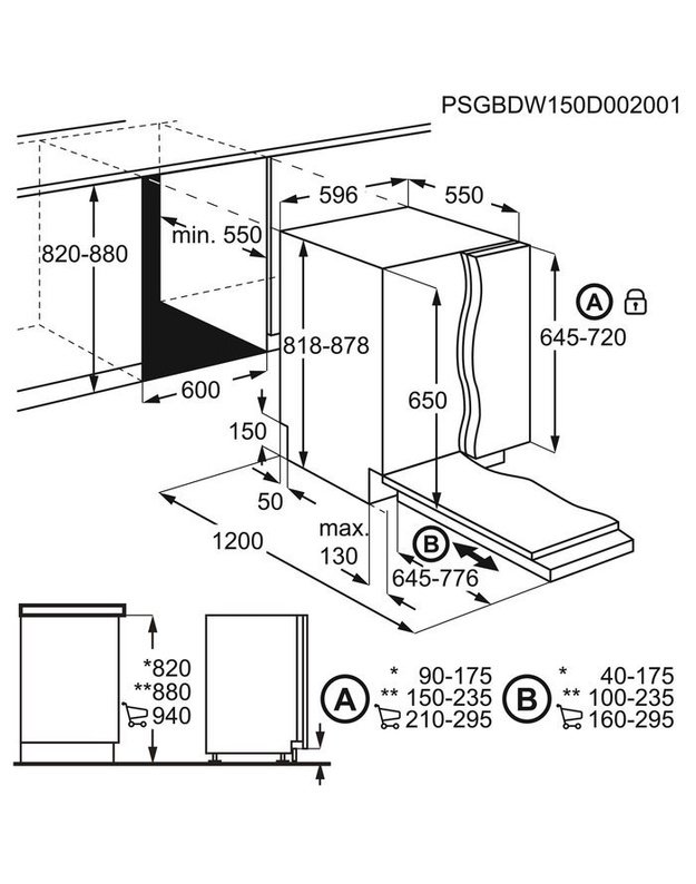 AEG FSB53927Z 7000 GlassCare įmontuojama indaplovė, 60 cm, 14 komplektų, 42 dB, SatelliteClean®, AirDry