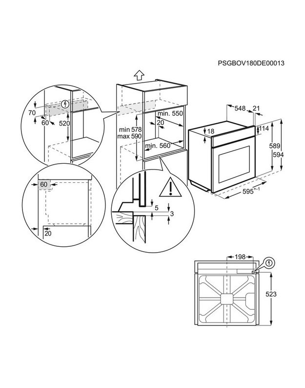 Electrolux COP7S37E 600 SenseCook įmontuojama orkaitė, 72 l, SteamCrisp, maisto termometras, AirFry Plus, A++
