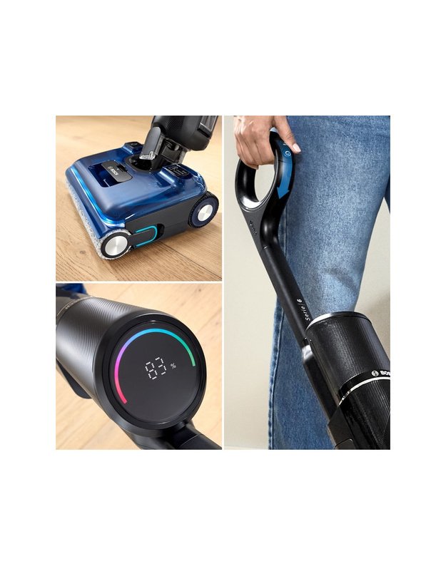 Bosch Serie 6 OneFlow BHF61BL belaidis plaunantis siurblys, 24 000 Pa, iki 40 min., savaiminis valymas