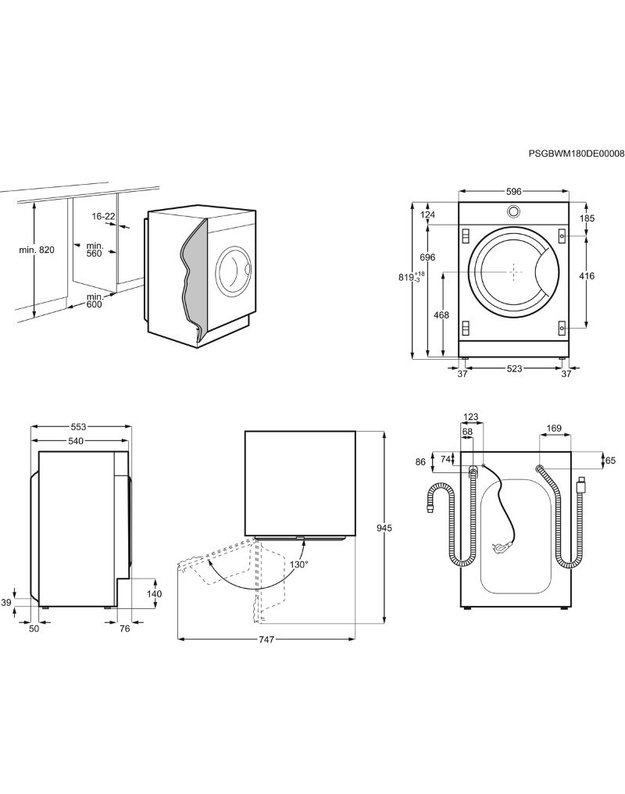 AEG 7000 ProSteam L7FE48SI  įmontuojama skalbyklė, 8 kg, 1400 aps./min., garų programa, A klasė