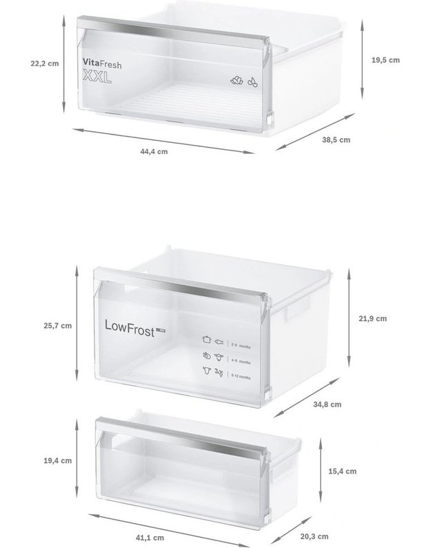 Bosch KIV87VFE0 Serie 4 įmontuojamas šaldytuvas-šaldiklis su VitaFresh XXL ir Low Frost, 270 l