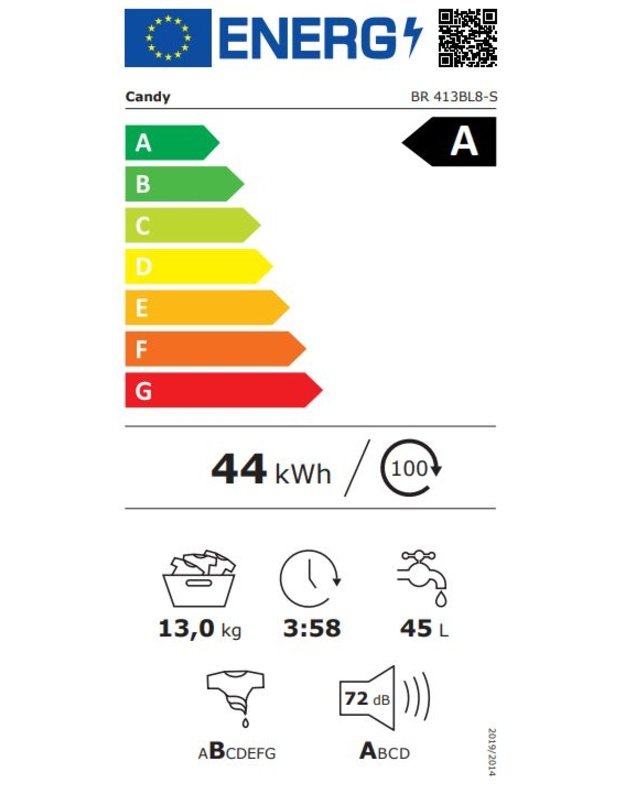 Candy BR 413BL8-S ProWash 500 skalbyklė, 13 kg, 1400 aps./min., A klasė, Wi-Fi, garų funkcija