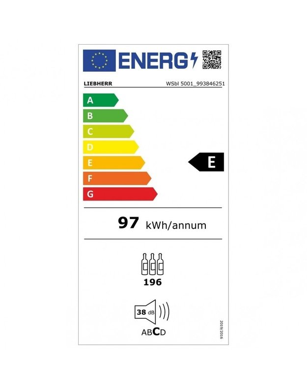 Liebherr WSbl 5001 GrandCru vyno šaldytuvas, 196 buteliai, 377 l, 5–20 °C, juodas