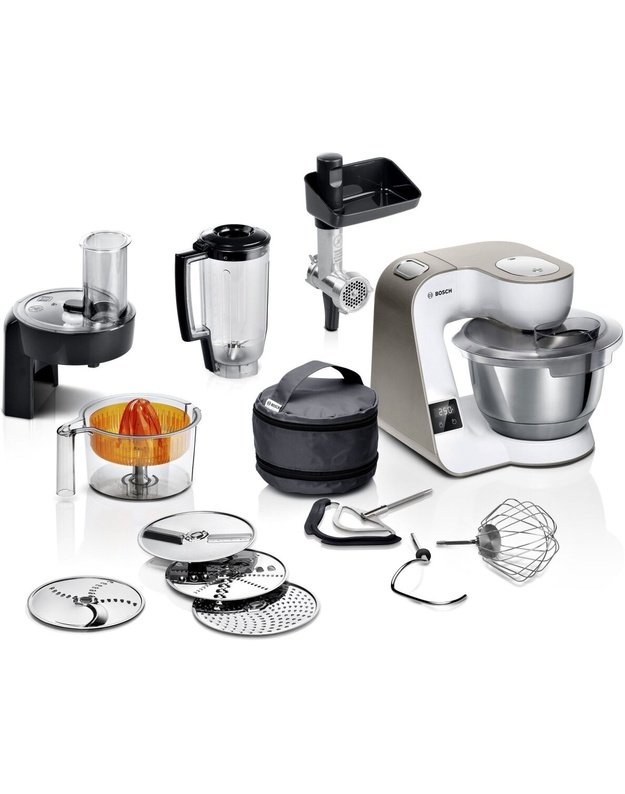 Bosch MUM5XW40 Serie 4 virtuvinis kombainas, 1000 W, 3,9 l, integruotos svarstyklės, laikmatis, mėsmalė, trintuvas