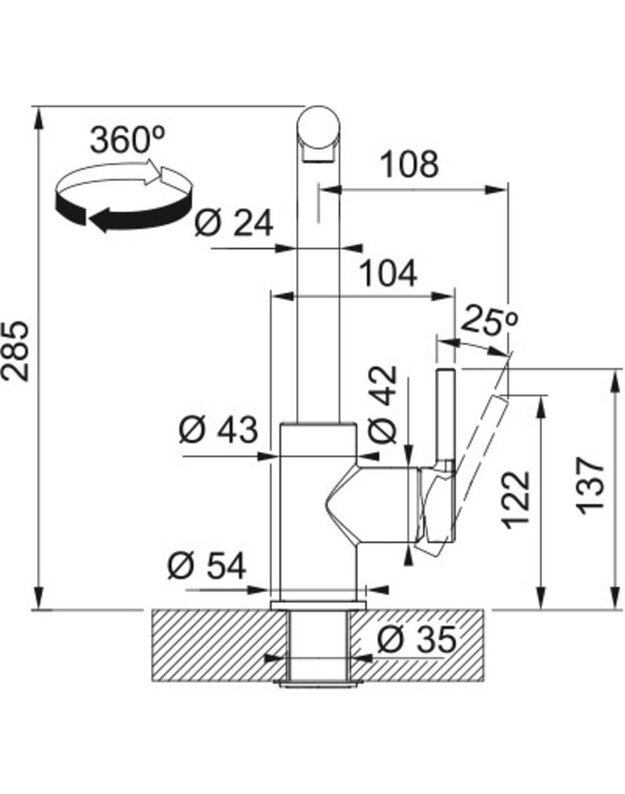 Plautuvės maišytuvas Franke Lina L, su ištraukiamu dušeliu, onikso (juoda), 115.0728.484 3