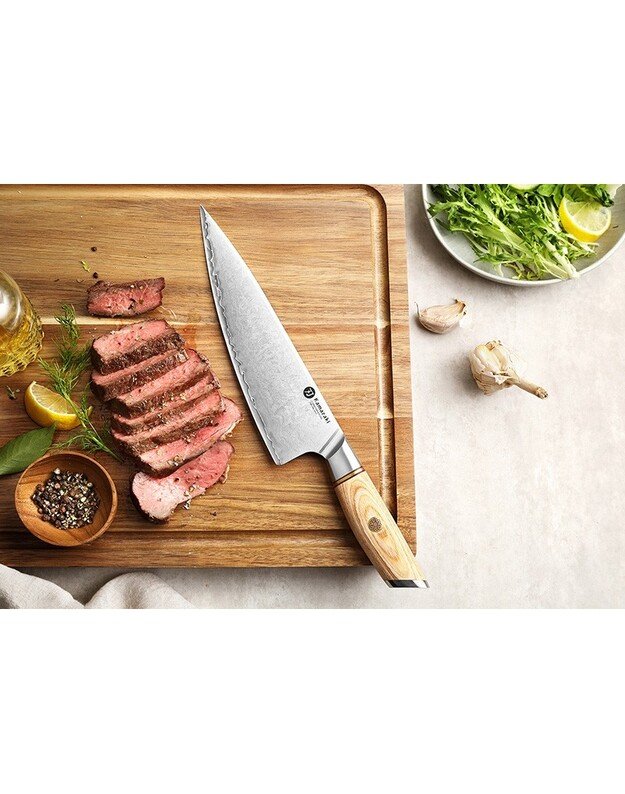 Trijų sluoksnių nerūdijančio plieno peilis Kamazaki Chef Knife KZ41KN, 22 cm, NEMOKAMAS PRISTATYMAS! 4