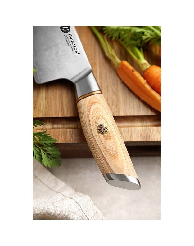 Trijų sluoksnių nerūdijančio plieno peilis Kamazaki Chef Knife KZ41KN, 22 cm, NEMOKAMAS PRISTATYMAS! 3