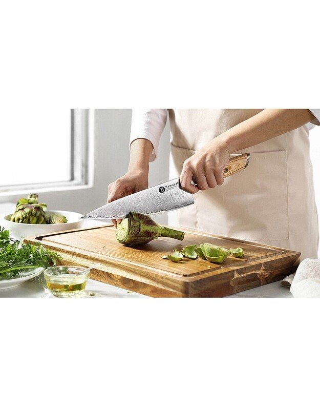 Trijų sluoksnių nerūdijančio plieno peilis Kamazaki Chef Knife KZ41KN, 22 cm, NEMOKAMAS PRISTATYMAS! 2