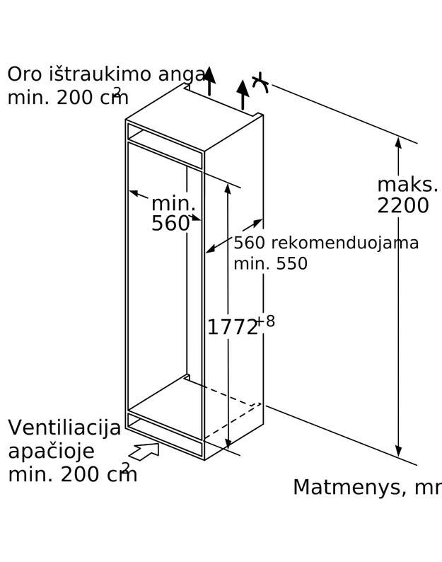 Bosch GIN81HCE0 Serie 8 įmontuojamas šaldiklis, 212 l, NoFrost, Home Connect, 177 cm