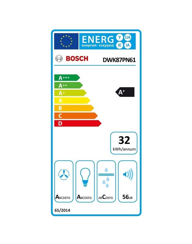Bosch DWK87PN61 Serie 6 sieninis gartraukis, 80 cm, 768 m³/h, A+ klasė, Home Connect, SilentPowerDrive