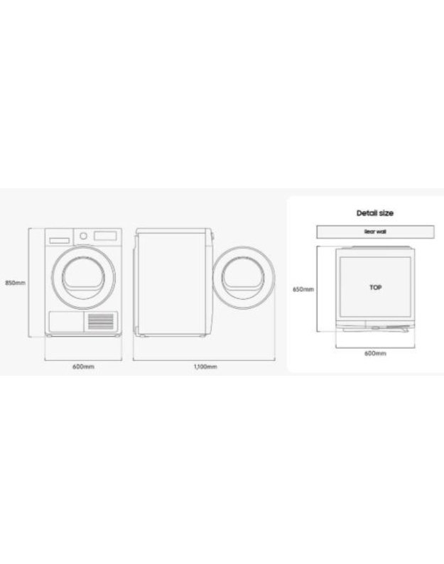 Samsung DV90DG52A0ABLE DV5000D džiovyklė su šilumos siurbliu, 9 kg, C klasė, SpaceMax™, Hygiene Care, SmartThings, juoda
