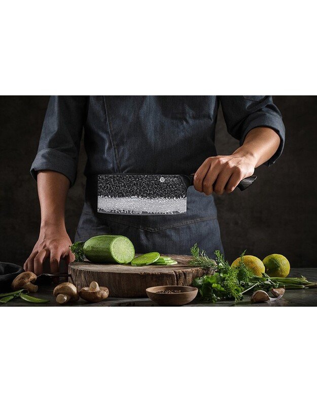 Damasko plieno peilis Kamazaki Cleaver Knife, KZ51KN, 18 cm, NEMOKAMAS PRISTATYMAS! 5