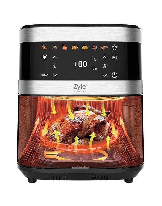 Karšto oro gruzdintuvė Zyle Dual Pro su dvigubu kaitinimo elementu, ZY796AF, 2000 W, 9 l 2