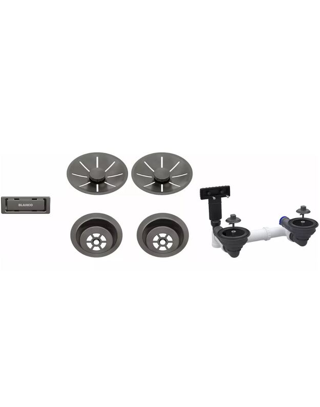 Priedai BLANCO Waste fitting set 2x3,5'' Satin dark steel, 207440