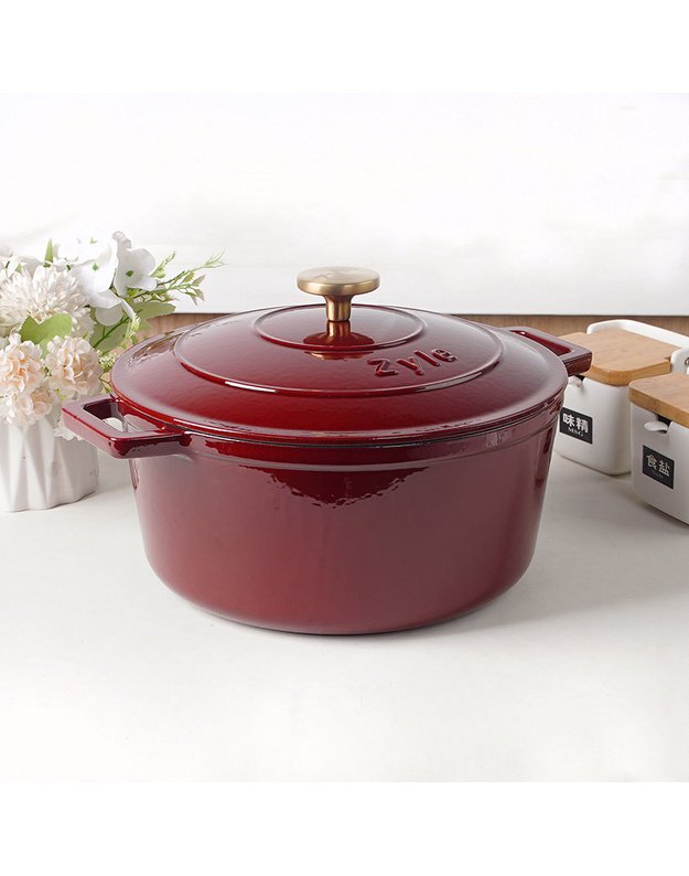 Apvalus emaliuotas ketaus puodas ZY020RKI ,6 l