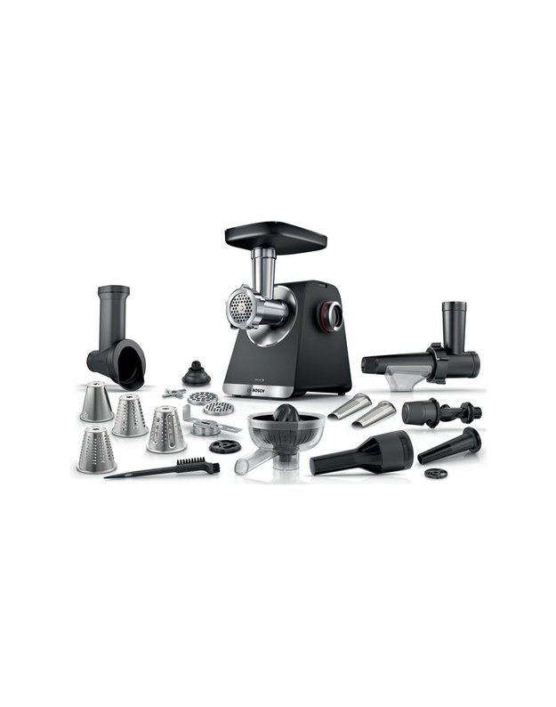 Bosch MFWS682B Serie 6 MultiPower mėsmalė su grūdų malūnėliu, sulčiaspaudėmis ir tarkavimo priedu, 2100 W