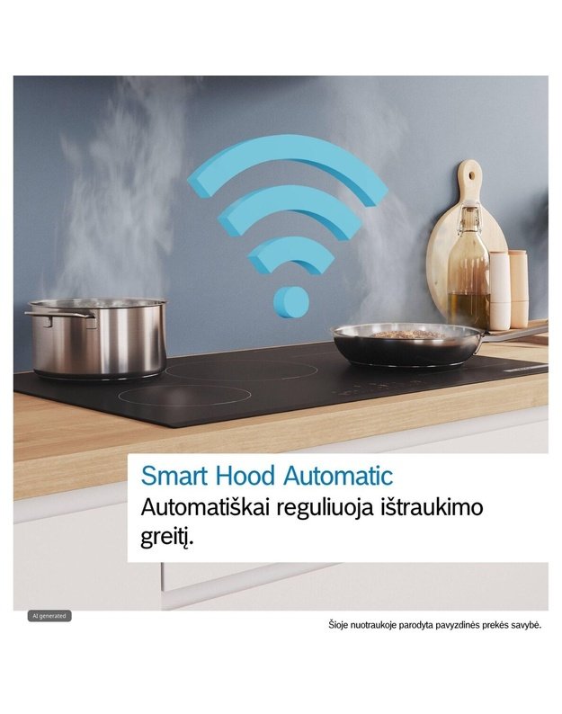 Bosch DWK67PN61 Serie 6 sieninis gartraukis, 60 cm, 768 m³/h, A+ klasė, SilentPowerDrive, juodas stiklas