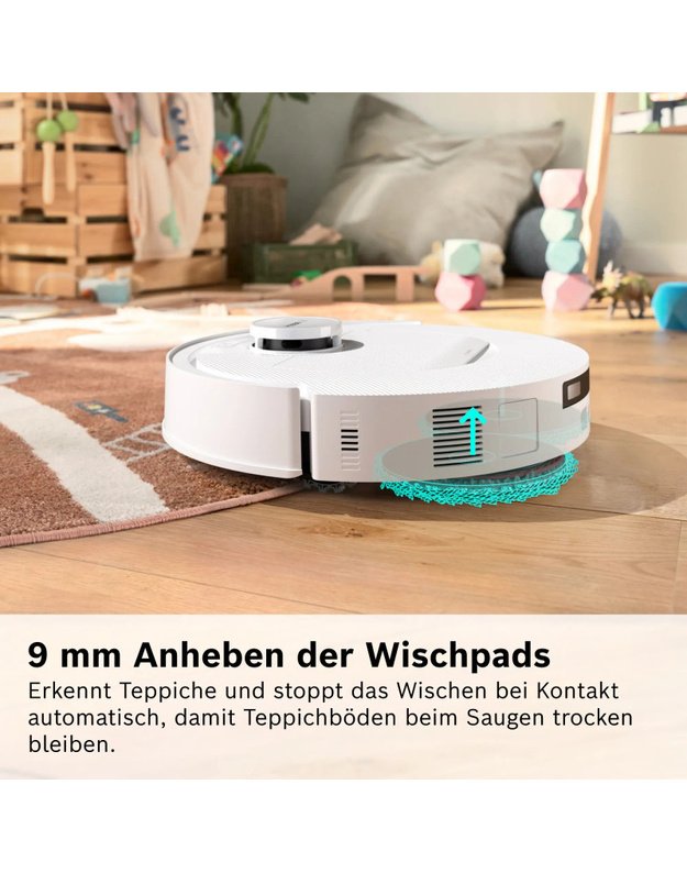 Bosch BCR2S1WAB Spotless 2 robotas siurblys, 25 000 Pa, grindų plovimas, Wet & Dry stotelė, Home Connect