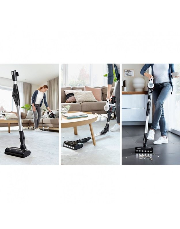 Bosch BBS711W Unlimited 7 belaidis dulkių siurblys, 18 V, 3,0 Ah, iki 40 min., Flex Tube, baltas