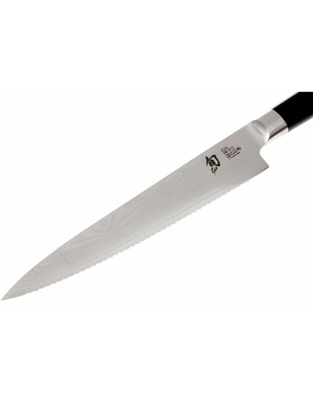Damasko plieno peilis KAI Shun Classic Serrated Utility Knife 6" DM-0722 pjaustymo peilis, 15 cm ašmenys