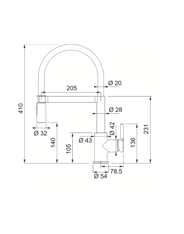 Maišytuvas Franke Lina SemiPro 115.0626.085, juodas/chromas, su ištraukiamu dušeliu 115.0626.085 1